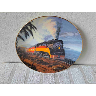 Zuidelijke Stille Oceaan stoomtrein Franklin Mint wandbord