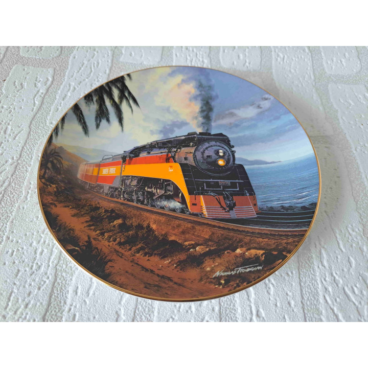 Zuidelijke Stille Oceaan stoomtrein Franklin Mint wandbord - wandborden
