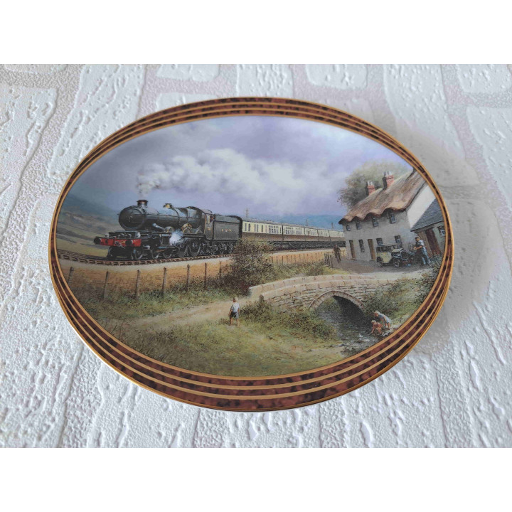 Spoorweghuisjes stoomtrein Davenport ovaal wandbord D20 cm - wandborden