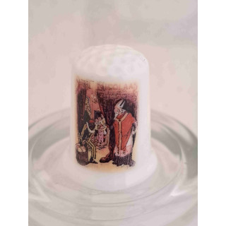 Porseleinen vingerhoedje met Sinterklaas en zijn knecht  - Verzamelobject