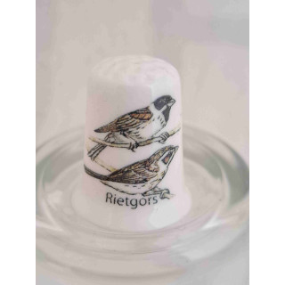 Porseleinen vingerhoedje met Rietgors vogels  - Verzamelobject