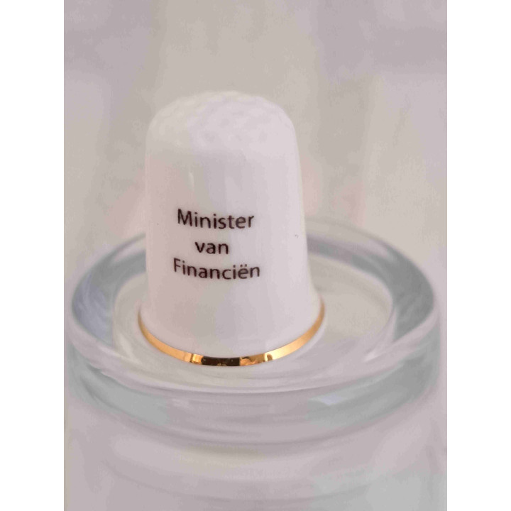 Porseleinen vingerhoedje met Jan-Kees de Jager  met goud randje - Verzamelobject