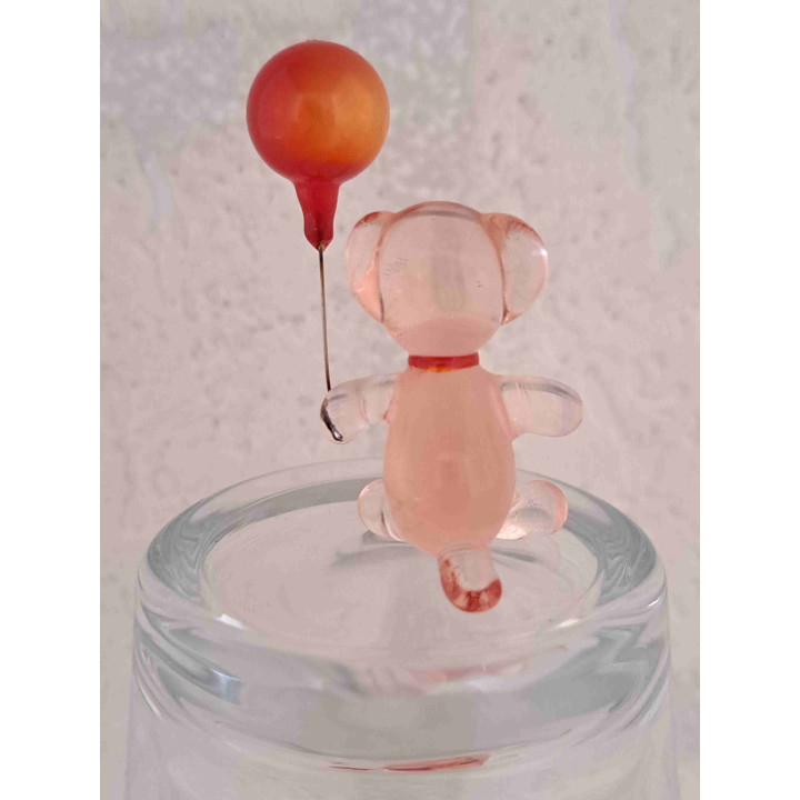 Beer van glas met ballon L2.5 x B2 x H5.5 cm- dierfiguren