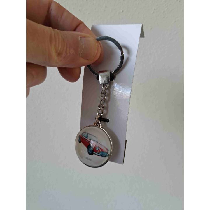 MG BG T op een sleutelhanger van metaal en glas - The leonardo collection