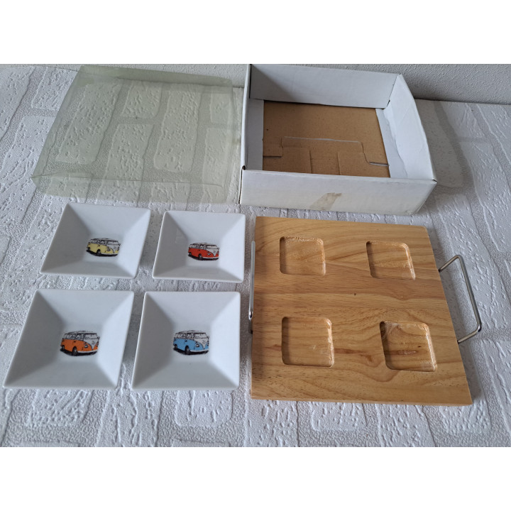 Amuseschaaltjes Volkswagen bussen, porselein 6.5x6.5x6.5cm - handgemaakt