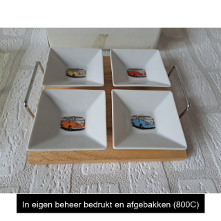 Amuseschaaltjes Volkswagen bussen, porselein 6.5x6.5x6.5cm