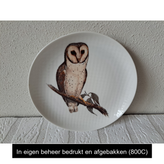 Uil op tak afbeelding op een ontbijtbord Uil op tak afbeelding op een ontbijtbord