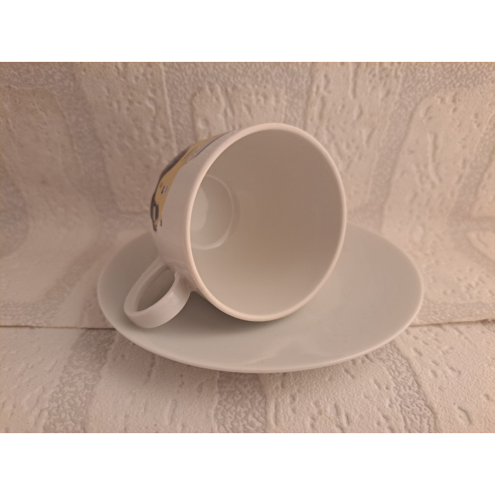 Gele Citroen 2CV afbeelding op en kop en schotel - handgemaakt