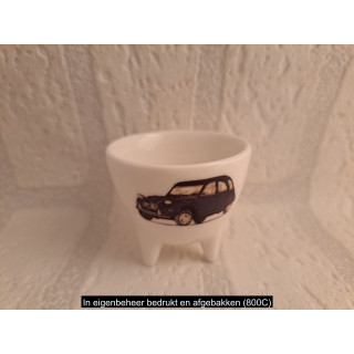 Eierdopje met donkerblauwe Citroen 2CV afbeelding
