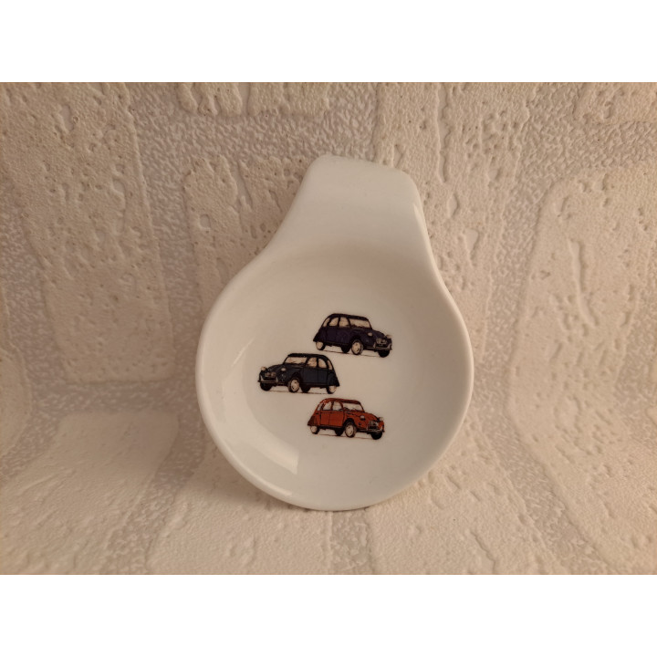 Rond amuseschaaltje met 3 kleuren Citroen 2CV afbeeldingen - handgemaakt