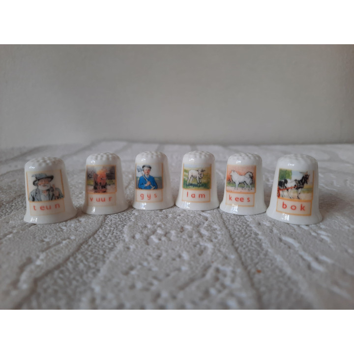 Compleet set Leesplankje Aap Noot Mies op vingerhoedjes  - Verzamelobject