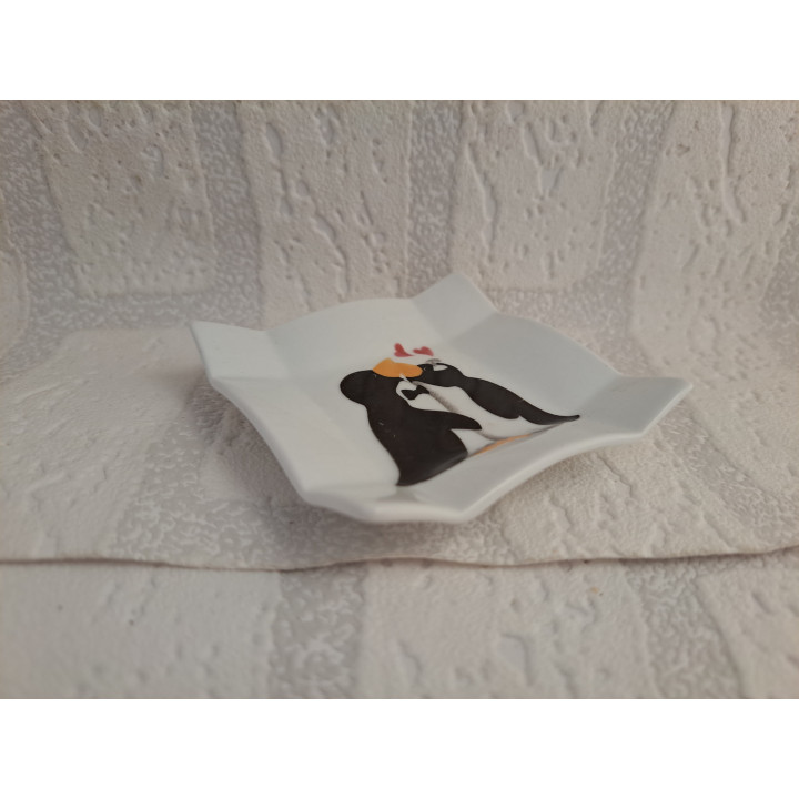 Amuse schaaltje met verliefde pinguïns - handgemaakt