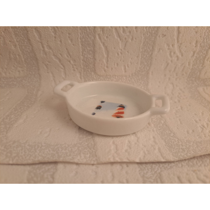 Amuseschaaltje met vuurtoren luchtballon, porselein 8.5x6x2cm - handgemaakt