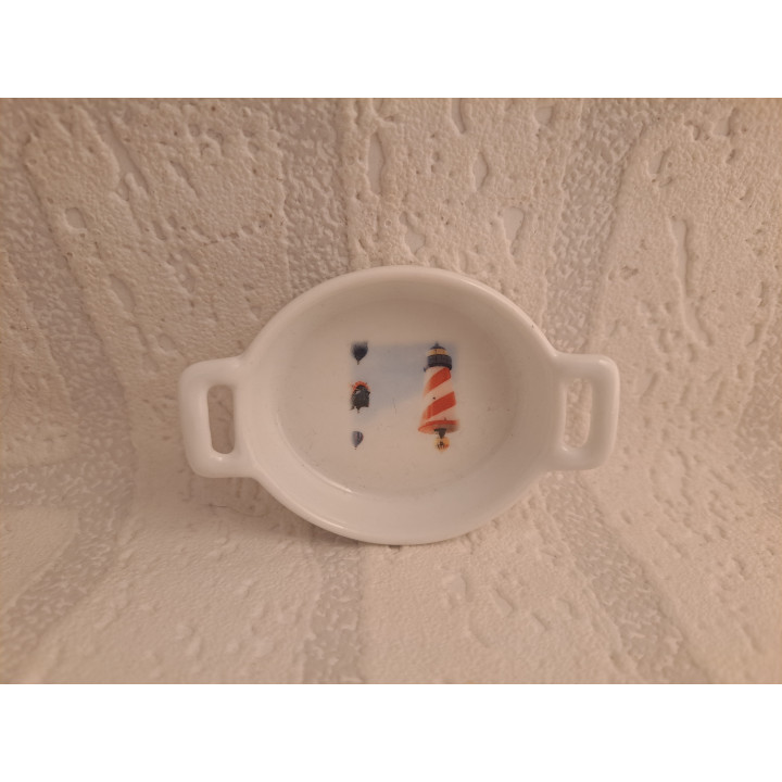 Amuseschaaltje met vuurtoren luchtballon, porselein 8.5x6x2cm - handgemaakt