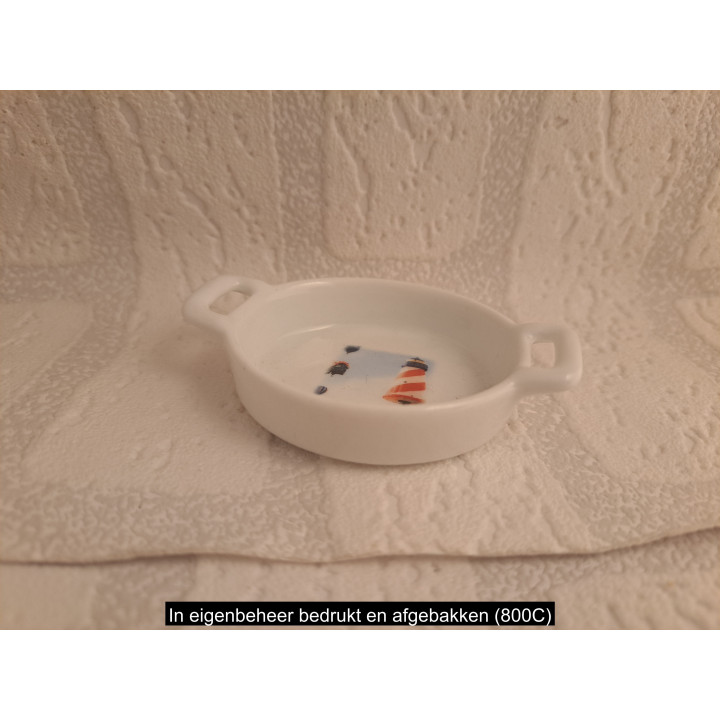 Amuseschaaltje met vuurtoren luchtballon, porselein 8.5x6x2cm