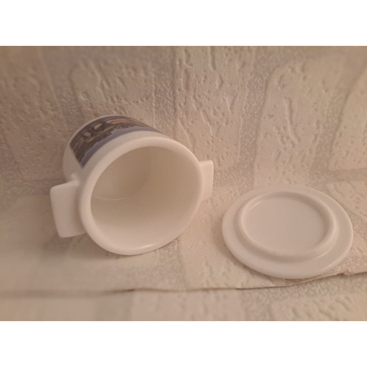 Suikerpotje van porselein met twee olifanten B7xH8cm - handgemaakt