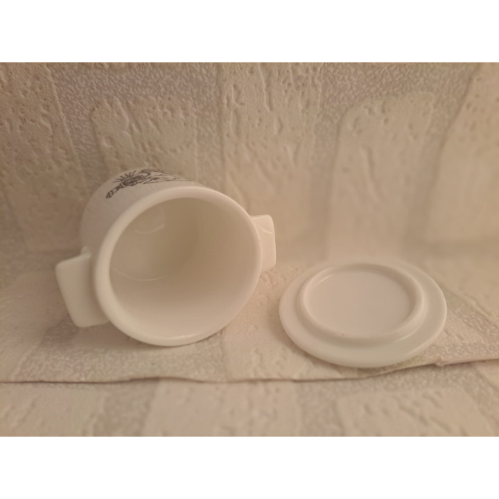 Suikerpotje met fotograaf met camera, porselein D7xH8cm - handgemaakt