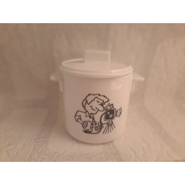 Suikerpotje met fotograaf met camera, porselein D7xH8cm - handgemaakt