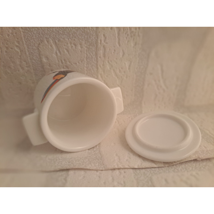 Suikerpotje van porselein met een Toekan vogel B7xH8cm - handgemaakt