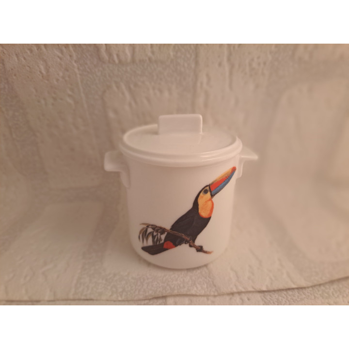 Suikerpotje van porselein met een Toekan vogel B7xH8cm - handgemaakt
