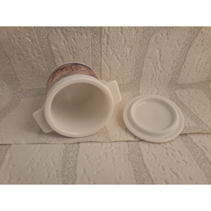 Suikerpotje met Nederlandse zeilschepen, porselein D7xH8cm - handgemaakt