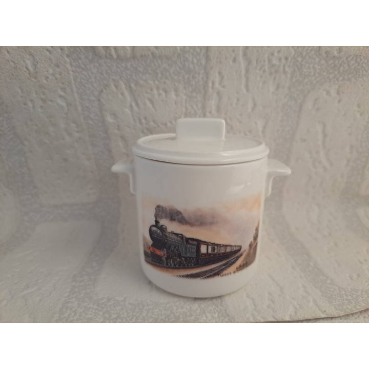 Suikerpotje met LNER stoomtrein, porselein D7xH8cm - handgemaakt