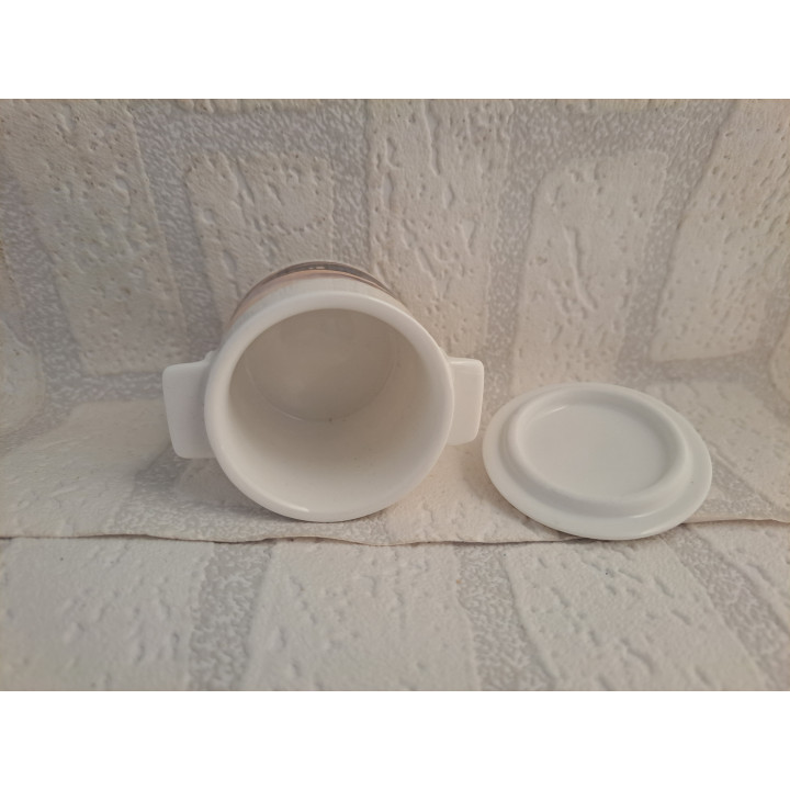 Suikerpotje met LNER stoomtrein, porselein D7xH8cm - handgemaakt