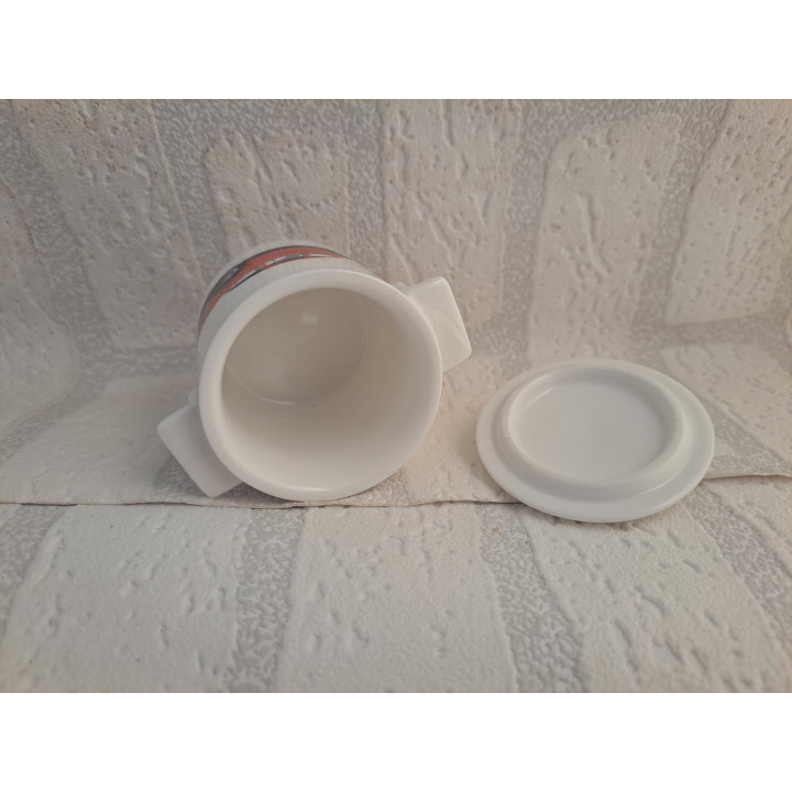 Suikerpotje met oranje Volkswagen kever, porselein D7xH8cm - handgemaakt