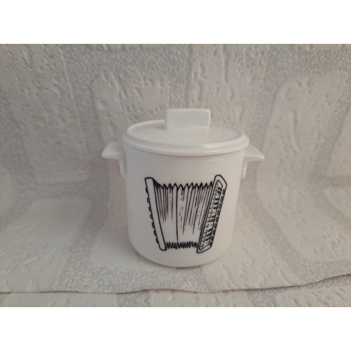 Suikerpotje met accordeon, porselein D7xH8cm - handgemaakt