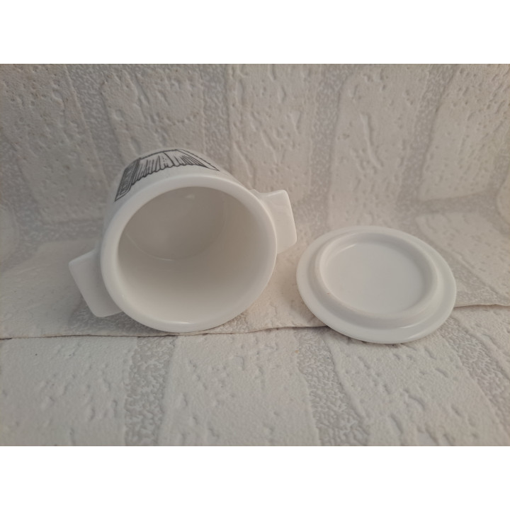 Suikerpotje met accordeon, porselein D7xH8cm - handgemaakt