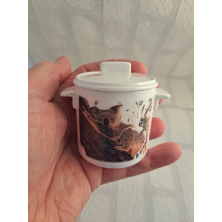 Suikerpotje van porselein met een koala beer B7xH8cm - handgemaakt