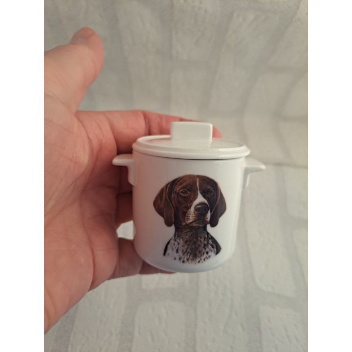 Porselein suikerpotje German Shorthaired Pointer B7xH8cm - handgemaakt