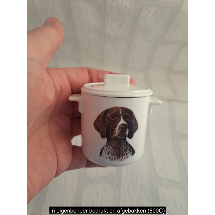 Porselein suikerpotje German Shorthaired Pointer B7xH8cm