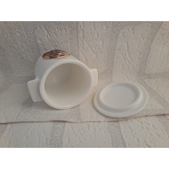 Suikerpotje met USA cockerspaniel, porselein B7xH8cm - handgemaakt