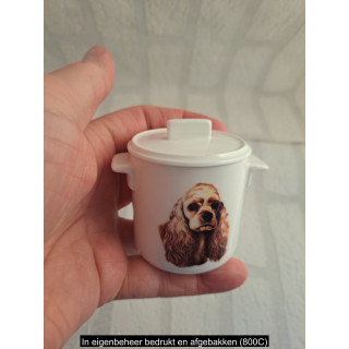 Suikerpotje met USA cockerspaniel, porselein B7xH8cm