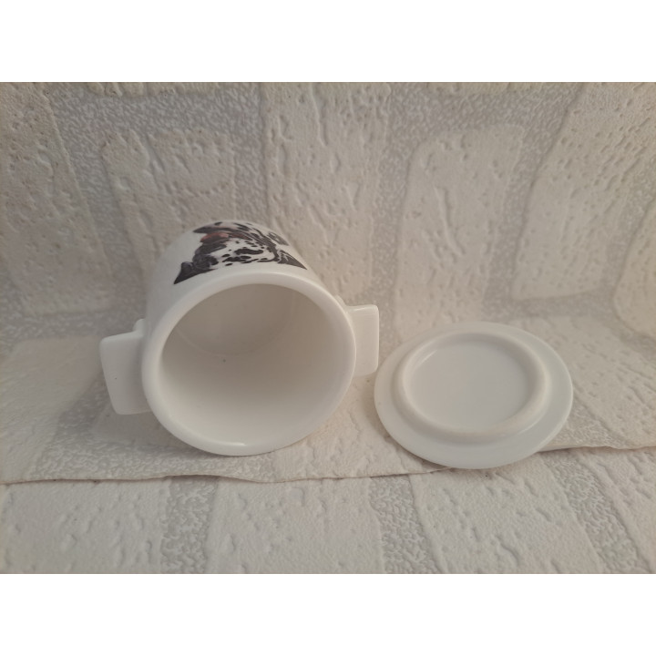 Suikerpotje van porselein met een Dalmatiër hond B7xH8cm - handgemaakt