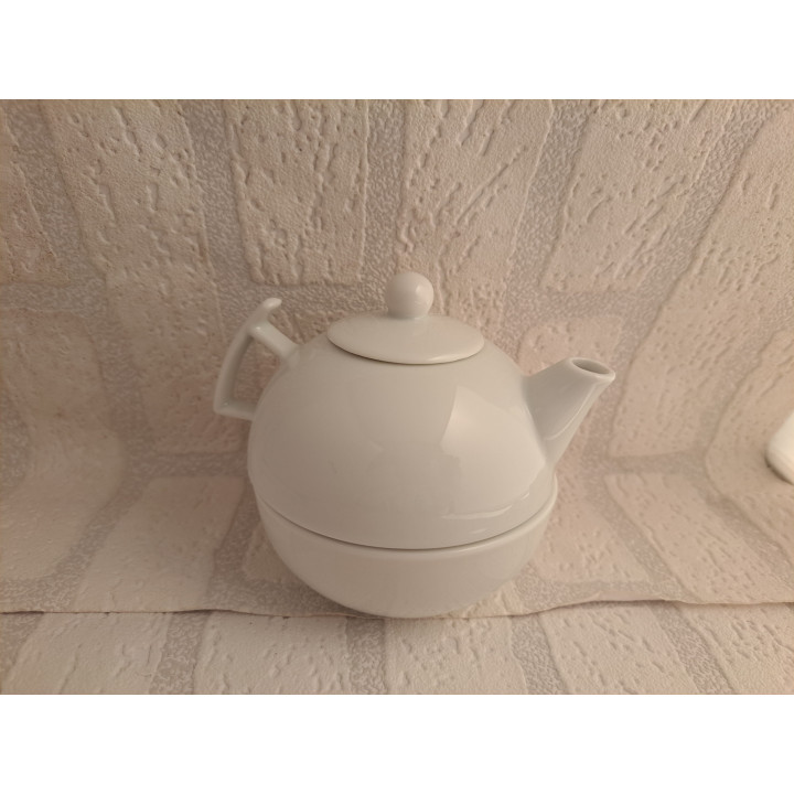 Theepot met kom met Volkswagen bus, porselein D10xH12cm - handgemaakt