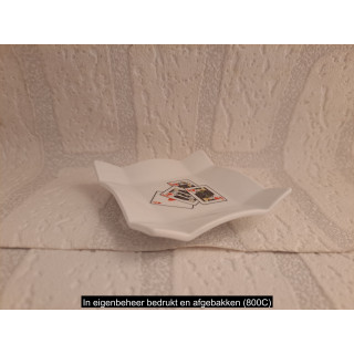 Amuse schaaltje van porselein met speelkaarten 8x8x1.5cm
