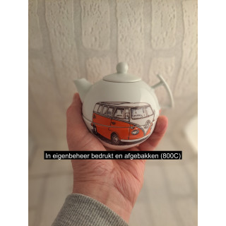 Theepot met kom met Volkswagen bus, porselein D10xH12cm