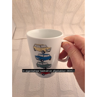 Drinkbeker met verschillende kleuren Mini Cooper tekening