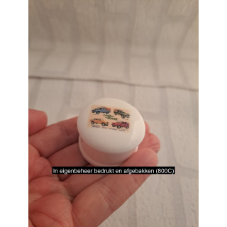 Pillendoos met Land Rover Defender, porselein D4.5xH2.5cm