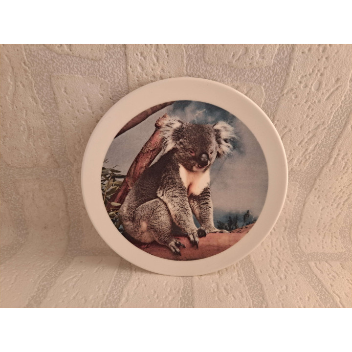 Ontbijtbord met koala foto, porselein D15cm - handgemaakt