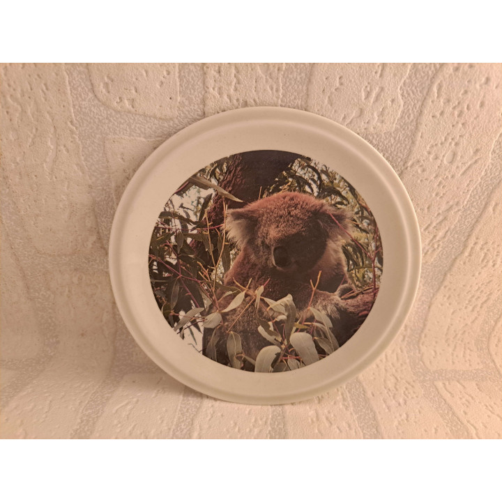 Ontbijtbord met koala afbeelding, porselein D15cm - handgemaakt
