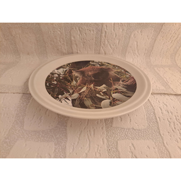 Ontbijtbord met koala afbeelding, porselein D15cm - handgemaakt