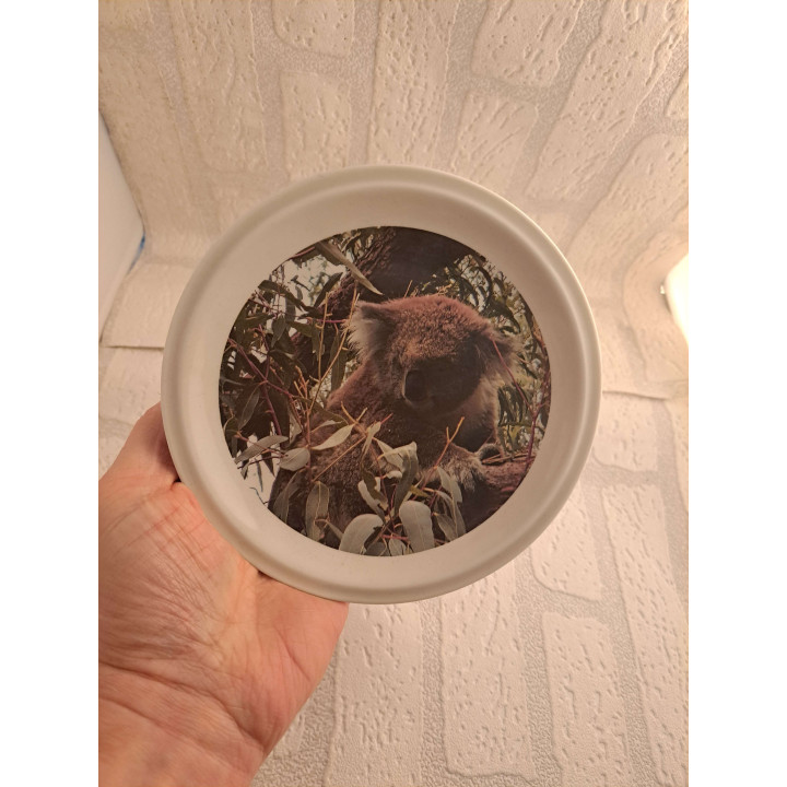 Ontbijtbord met koala afbeelding, porselein D15cm - handgemaakt