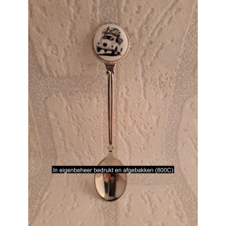 Metaal thee-koffie lepeltje zwart Volkswagen kever op het porselein rondje