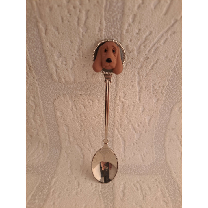 Metaal theelepeltje met 2D kunststof Basset hondenkop - Verzamelobject