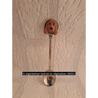 Metaal theelepeltje met 2D kunststof Basset hondenkop