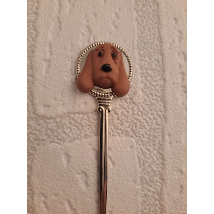 Metaal theelepeltje met 2D kunststof Basset hondenkop - Verzamelobject