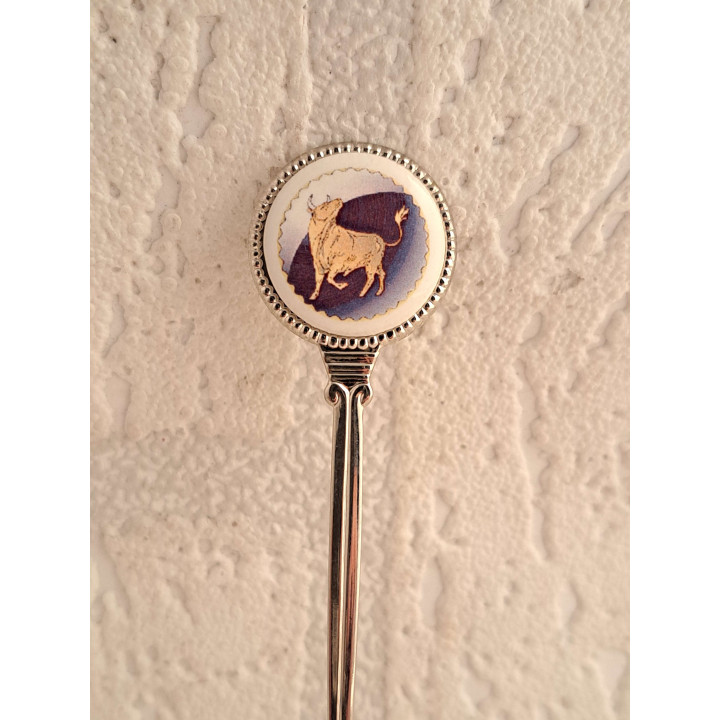 Taurus Tea Spoon Zodiac Sign In Colour Porcelain
